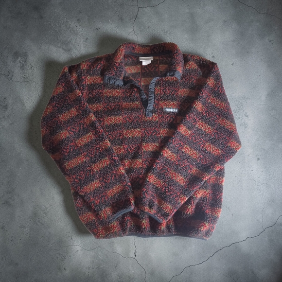 Vintage Obermeyer Patterned Fleece Pullover Aztec Tribal Snap Jacket Gorpcore - Picture 14 of 14